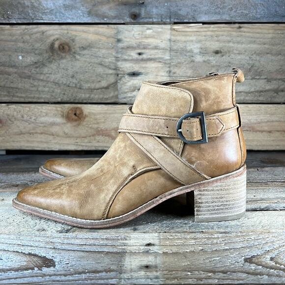 Free People Back Loop Leather Ankle Boot - Brown - 36 - New without box